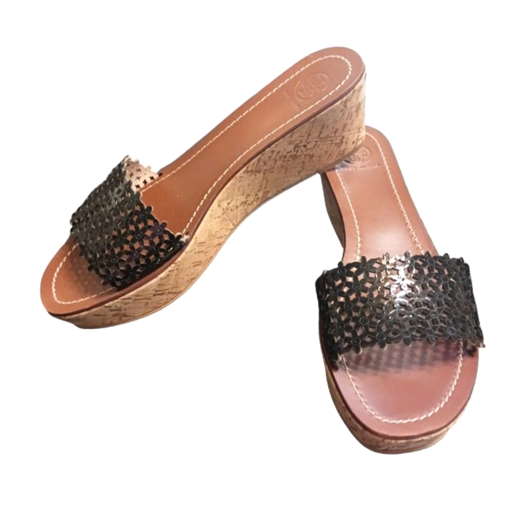 Tory Burch Black Wedge Sandals